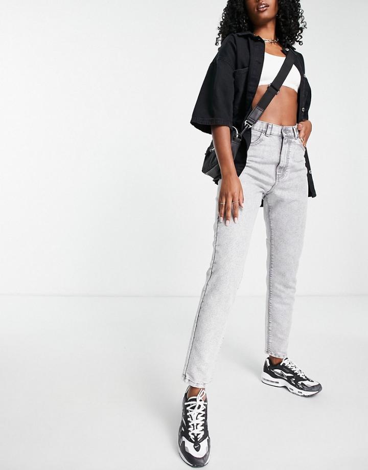 Dr Denim Nora High Waisted Mom Jeans In Gray-white