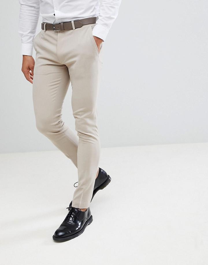 Asos Super Skinny Smart Pants In Stone - Stone