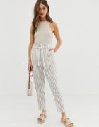 Asos Design Gutsy Linen Tapered Pants With Rope Belt In Stripe-multi