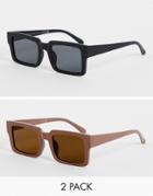 Svnx Square Shaped Two Pack Sunglasses-multi