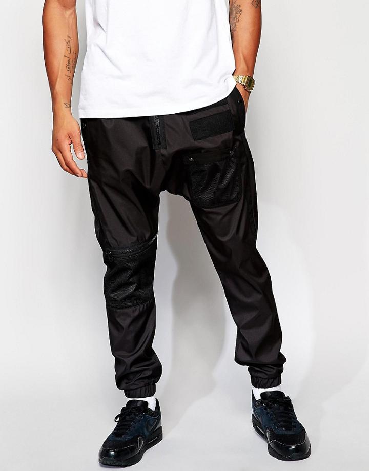 Asos Drop Crotch Joggers - Black