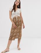 Daisy Street Midi Skirt In Ditsy Floral Print - Multi