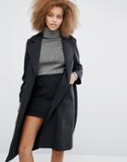 Helene Berman Becca Tie Waist Coat In Charcoal - Black