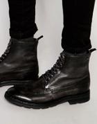 Base London Valiant Lace-up Leather Boots - Gray