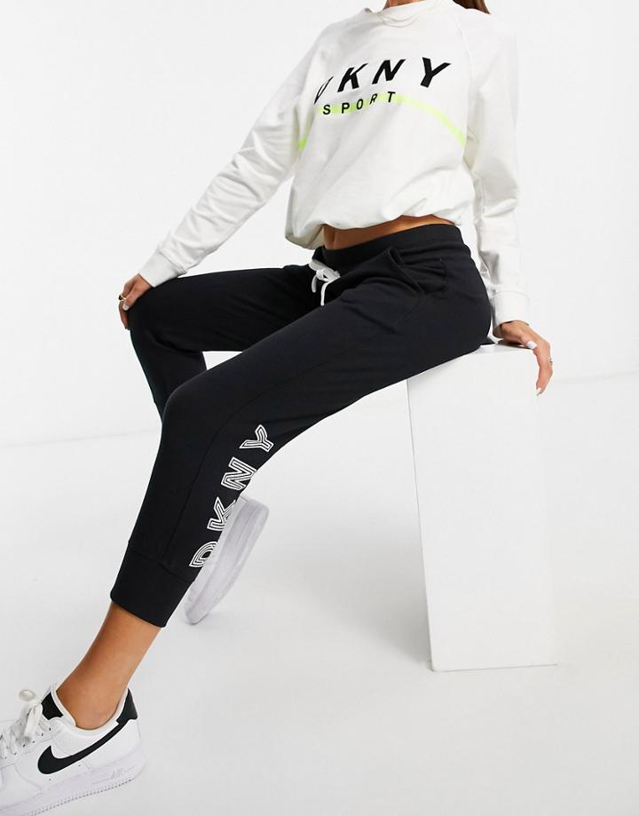 Dkny Track Logo Sweatpants In Black