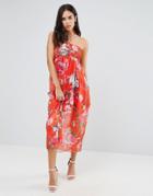 Traffic People Foral Print Bandeau Dress - Red