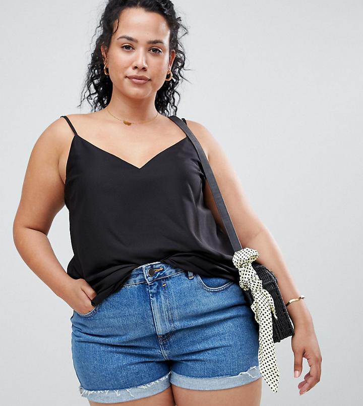 Asos Design Curve Eco Swing Cami With Double Layer-black