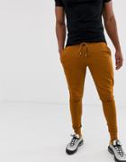 Asos Design Skinny Sweatpants In Dark Orange - Orange