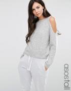 Asos Tall Lounge Sweater With Cold Shoulder - Gray