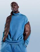Asos Design Oversized Polo Neck Sweatshirt In Blue - Part Of A Set-blues