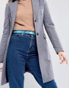 Asos Ring And Bar Pearl Detail Hip And Waist Belt - Blue
