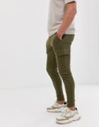 Asos Design Skinny Sweatpants With Cargo Pocket In Dark Olive - Green