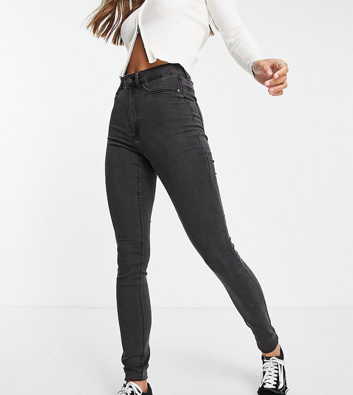 Noisy May Tall Callie Skinny Jeans In Dark Gray-grey