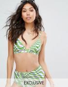 Warehouse Swirl Print Bikini Top - Green