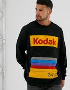 Asos Design Kodak Oversized Long Sleeve T-shirt With Front Print-black