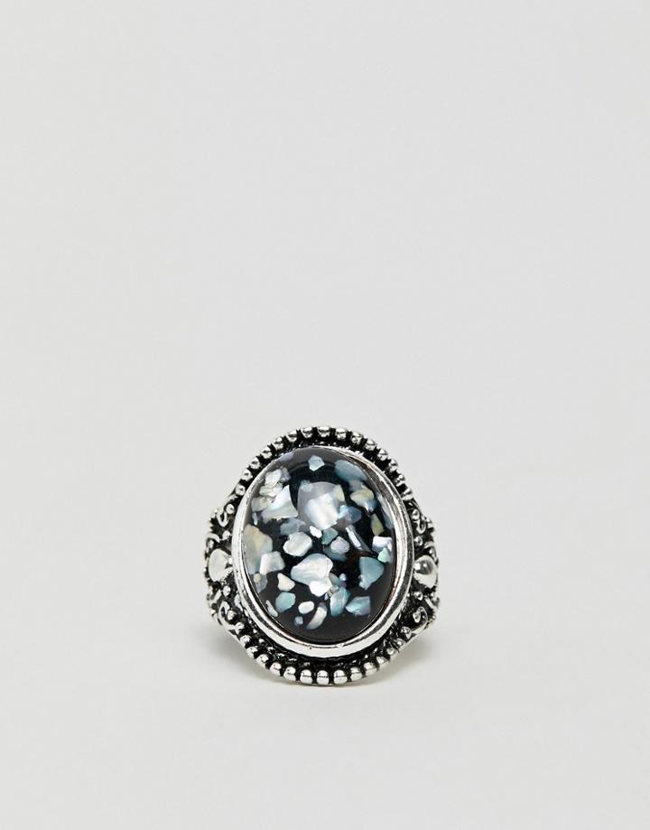 7x Gem Ring In White - Silver