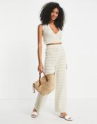 4th & Reckless Dannie Knitted Beach Pant In Cream - Part Of A Set-white