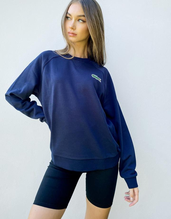Lacoste Croc Logo Crew Sweatshirt In Navy