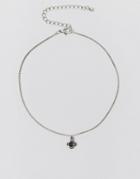 Asos Stone Choker Necklace - Burnished Silver