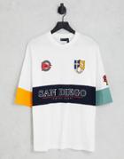 Asos Design Oversized T-shirt In White With San Diego City Print