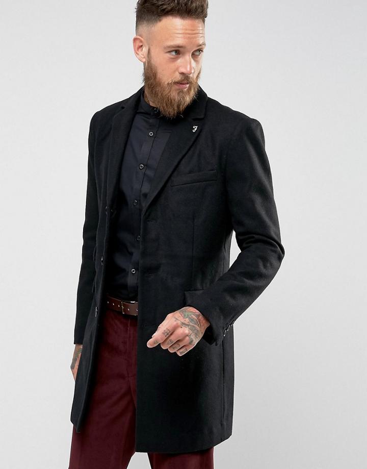 Farah Askern Plain Overcoat - Black