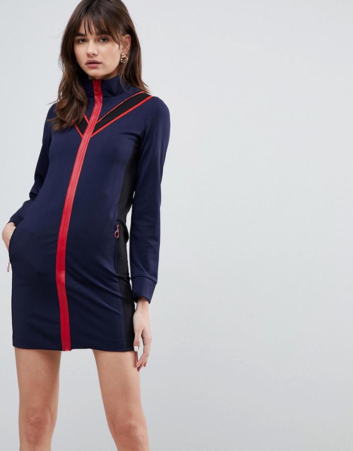 Cubic Hillary Knit Sporty Bodycon Dress - Navy