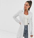 Asos Design Tall Textured Coat With Button Detail-gray