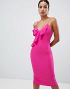Ax Paris Cami Midi Dress With Ruffle Detail - Pink