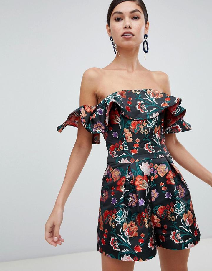 Asos Design Structured Occasion Romper-multi