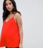 Asos Design Maternity Eco Swing Cami With Double Layer - Red