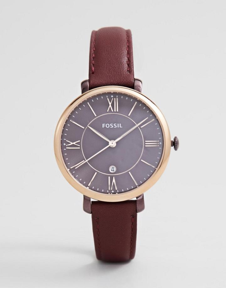 Fossil Women's Jacqueline Leather Watch - Red