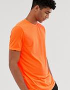 Asos Design T-shirt With Crew Neck In Neon Orange - Orange