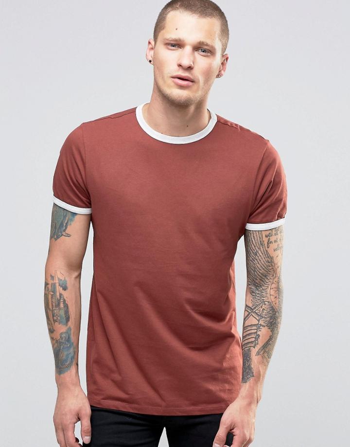 New Look Ringer T-shirt In Rust - Brown