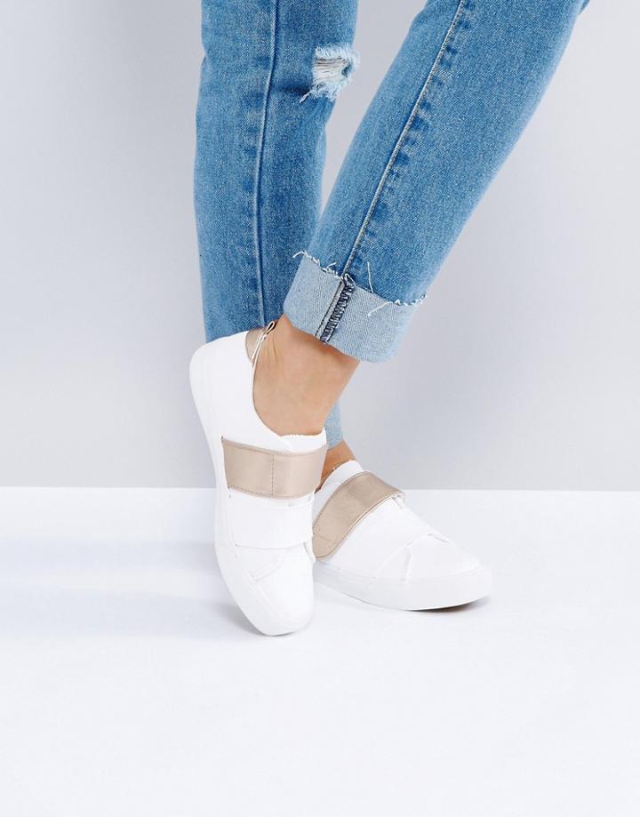 New Look Rose Gold Strap Sneaker - White