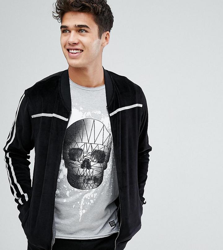 Blend Velour Zip Sweater - Black