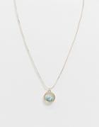 Asos Design Necklace With Semi-precious Amazonite Pendant In Gold Tone