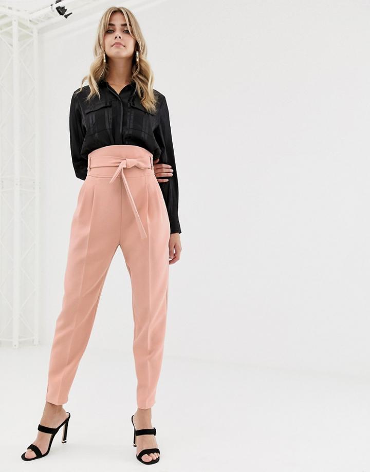 Asos Design High Waist Balloon Tapered Pants-pink
