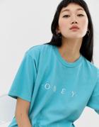 Obey Relaxed T-shirt With Front Logo-blue