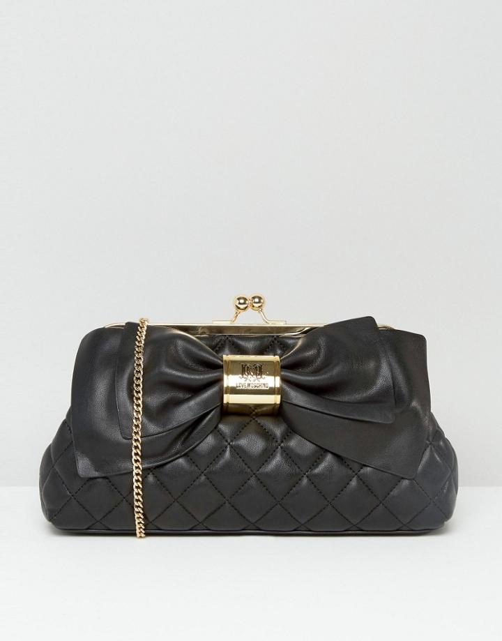 Love Moschino Quilted Bow Clutch Bag - Black