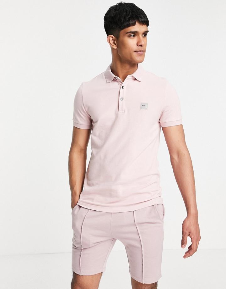 Boss Passenger Slim Fit Polo In Light Pink