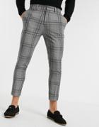 New Look Bold Skinny Crop Pants In Mid Gray-grey