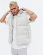 New Look Peached Puffer Vest In Gray-grey