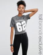 Noisy May Tall Metallic Motif Crop T-shirt - Gray