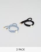 Asos Pack Of 2 Velvet & Pearl Hair Ties - Multi