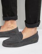 Frank Wright Leeward Woven Loafers In Navy Leather - Blue