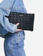 River Island Glitter Quilted Clutch Bag In Black