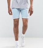 Liquor N Poker Relaxed Denim Stone Wash Shorts - Blue