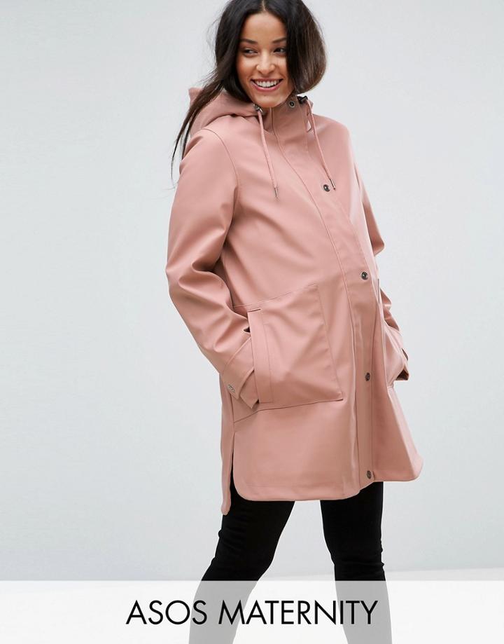 Asos Maternity Premium Rain Coat With Fleece Lining - Pink
