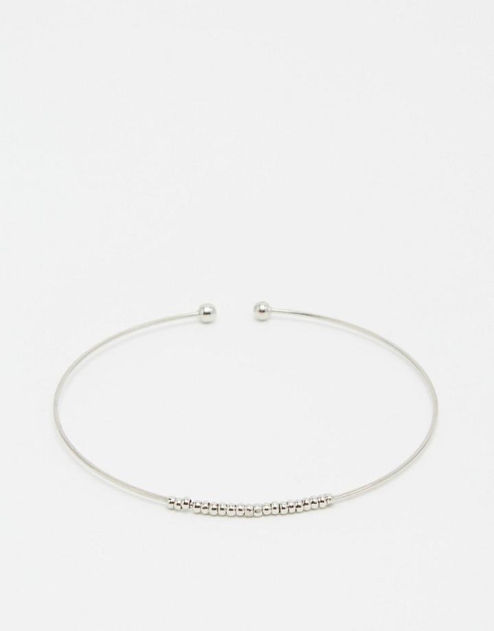 Asos Fine Bead Bangle Bracelet - Silver