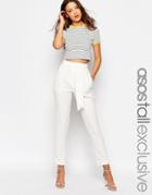 Asos Tall Co-ord Belted Slim Leg Tailored Pant - Cream $42.00